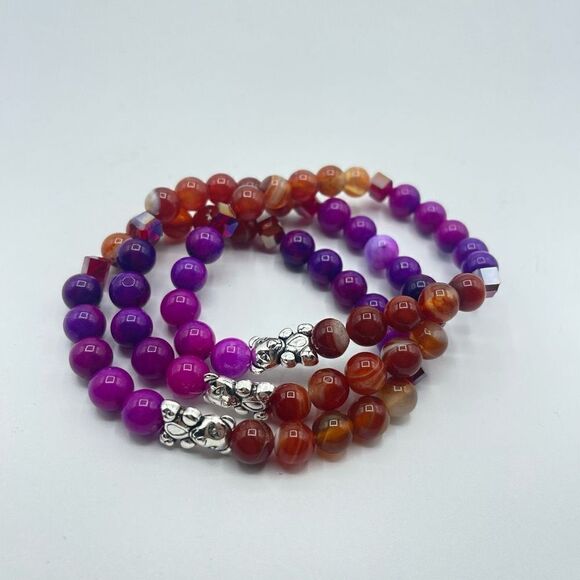 Crystal beaded stretch bracelet ONE NEW sugalite carnelian reiki meditation yoga - Picture 5 of 9